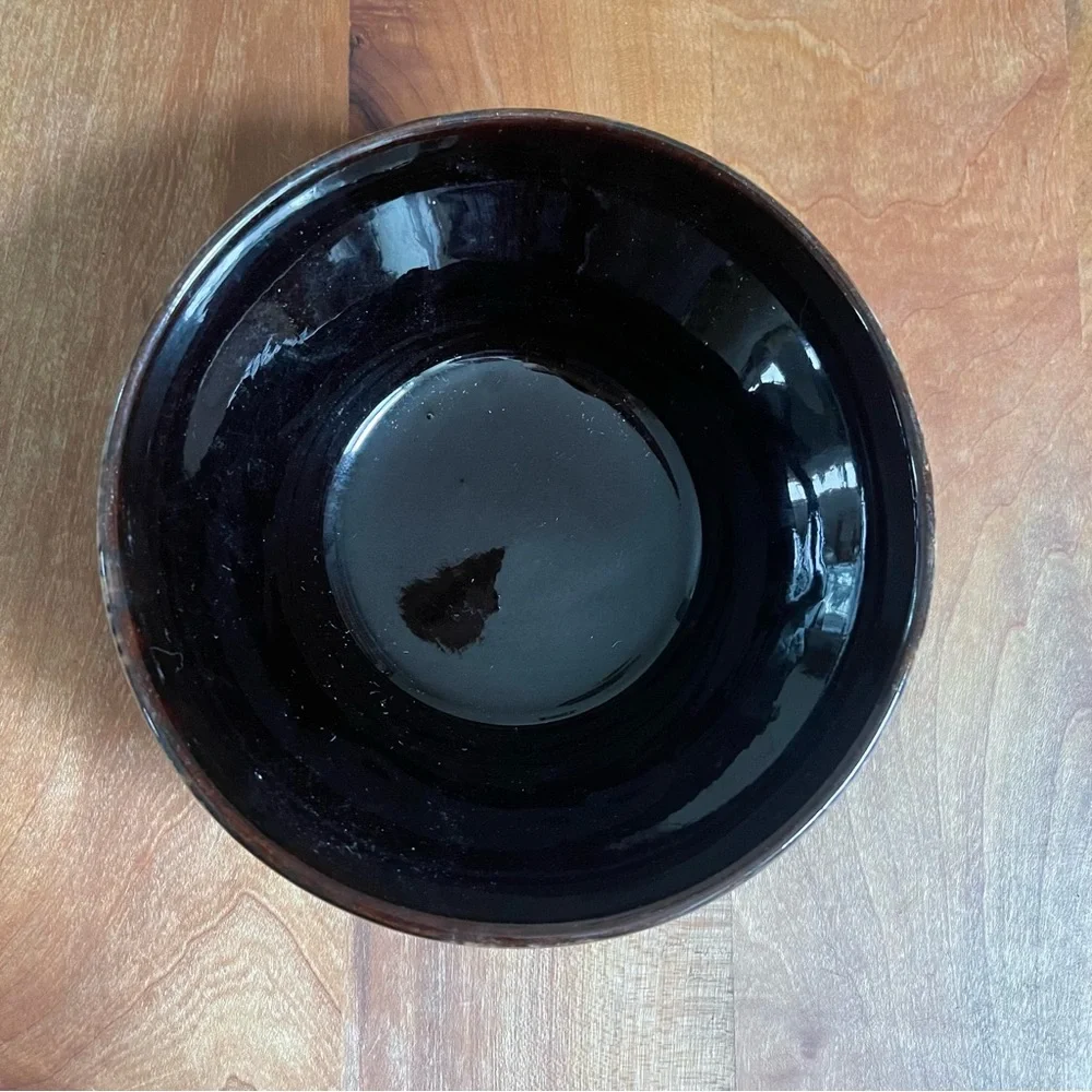 Vintage MCM Handmade Murztal Austria Ceramic Pottery Bowl Drip Black Brown 5.5" - Picture 3 of 6